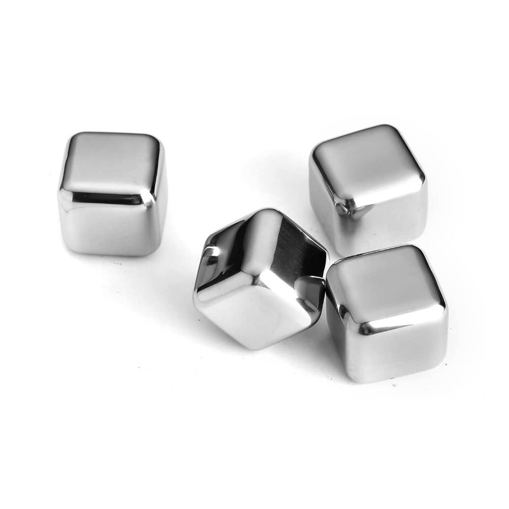 SKITCH Stainless Steel Ice Cubes for Whiskey Stones, Reusable Chilling Stones for Whiskey Wine, Vodka, Liqueurs, White Wine, Beer (4)