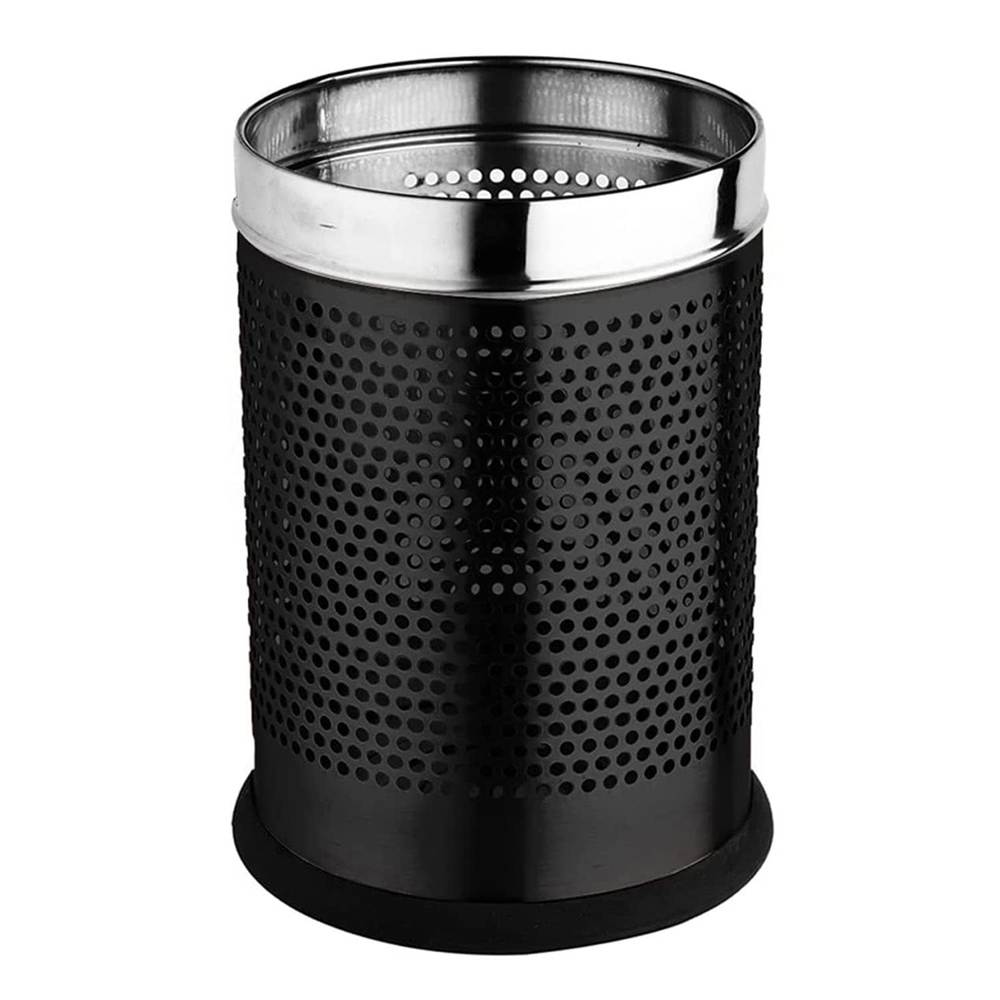 Skitch® Stainless Steel Perforated Dustbin for Kitchen and Bedroom - 6L, Black