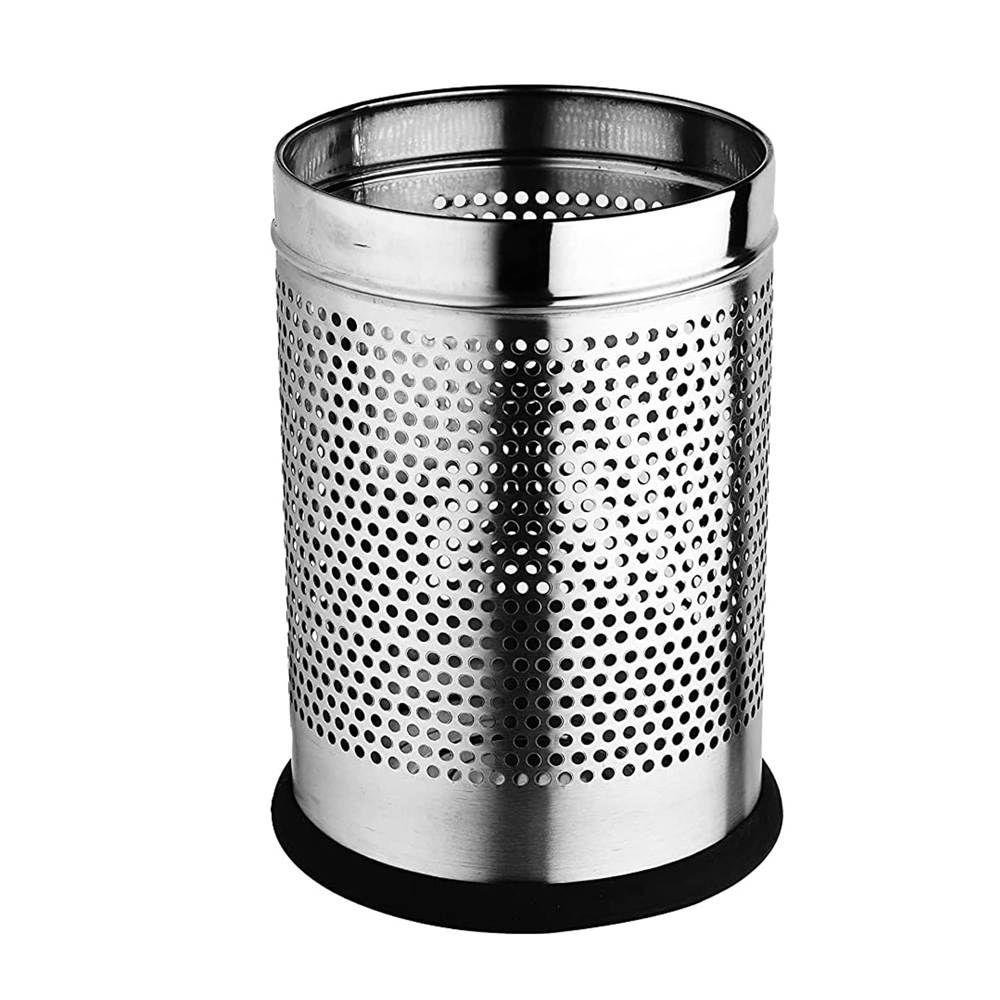 Skitch® Stainless Steel Perforated Dustbin for Kitchen and Bedroom - 10L, Black