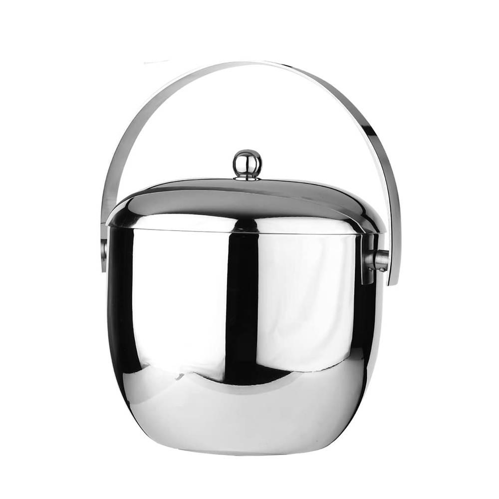 SKITCH Ice Bucket Double Wall Insulated, Apple Shaped Premium Ice Bucket. Non Magnetic, Anti Rust, Food Safe (Silver)