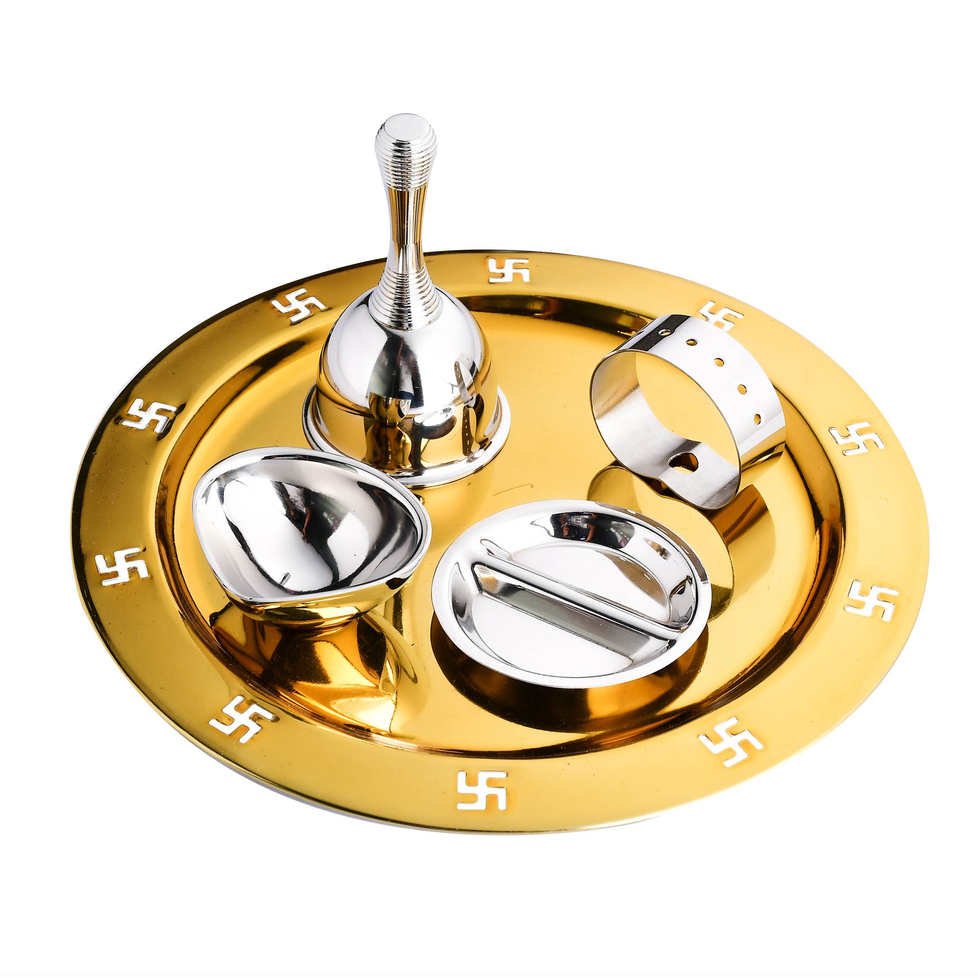 Skitch® Pooja Thali Set with Elegant Floral Vines Design