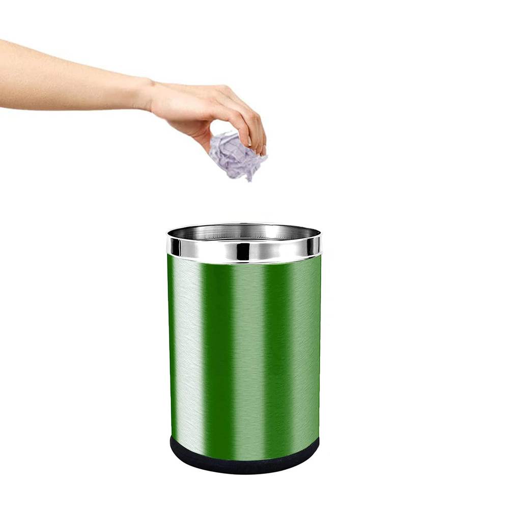 Skitch® Stainless Steel Open Dustbin, Garbage Bin Paper Bin Round Shape use for Home, Office, Kitchen (18 Ltr)