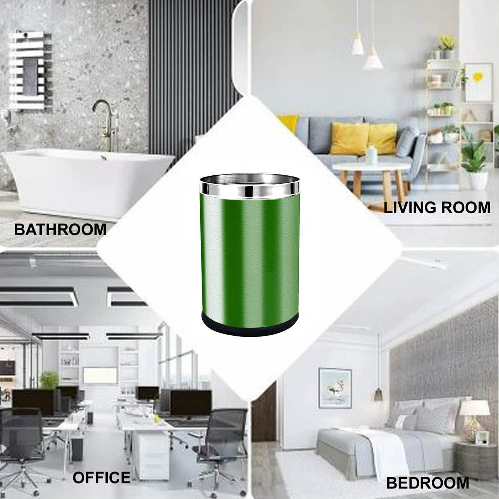 Skitch® Stainless Steel Open Dustbin, Garbage Bin Paper Bin Round Shape use for Home, Office, Kitchen (18 Ltr)