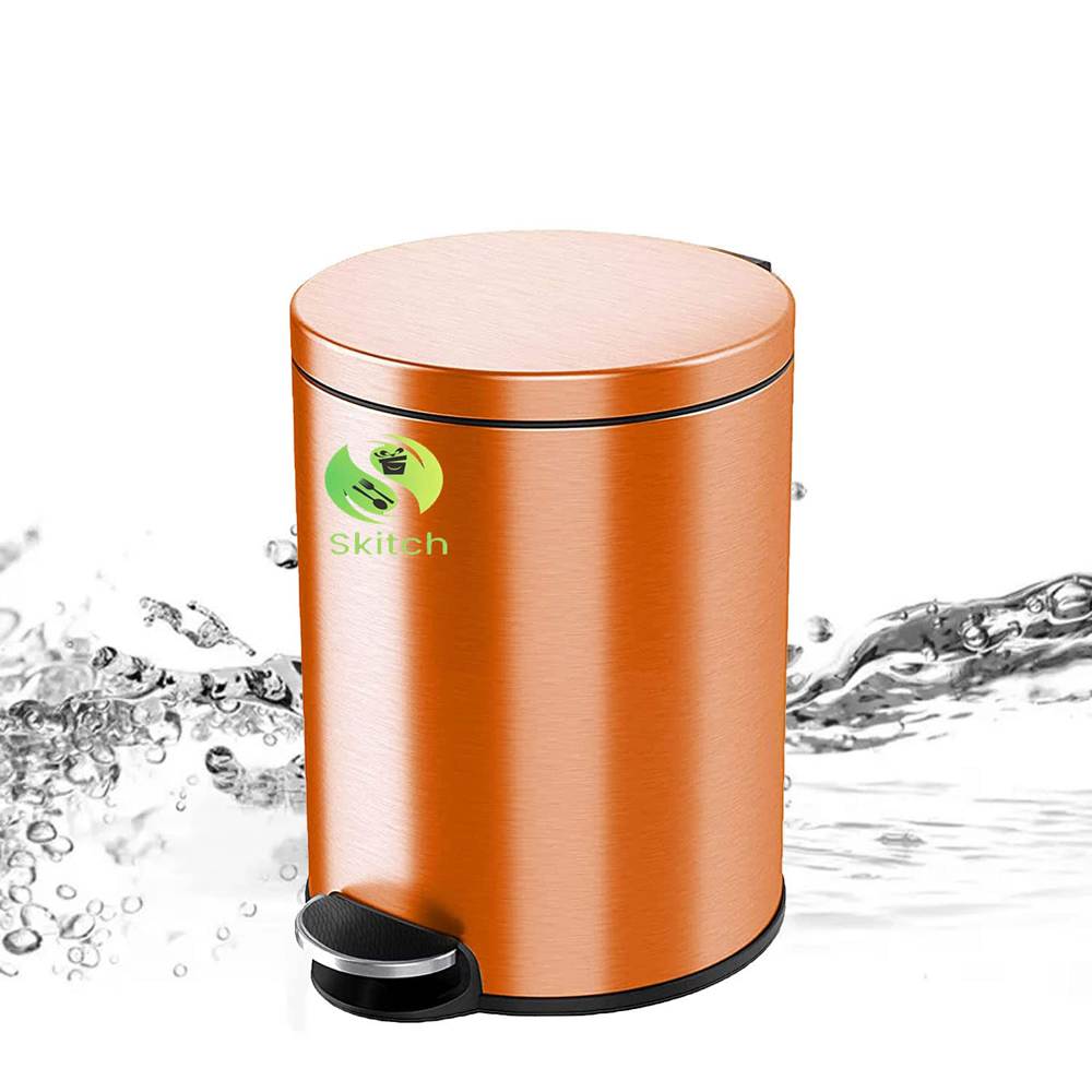 Skitch® 10-Ltr Stainless Steel Round Pedal Bin in Rose Gold for Home, Bathroom, Kitchen, Office