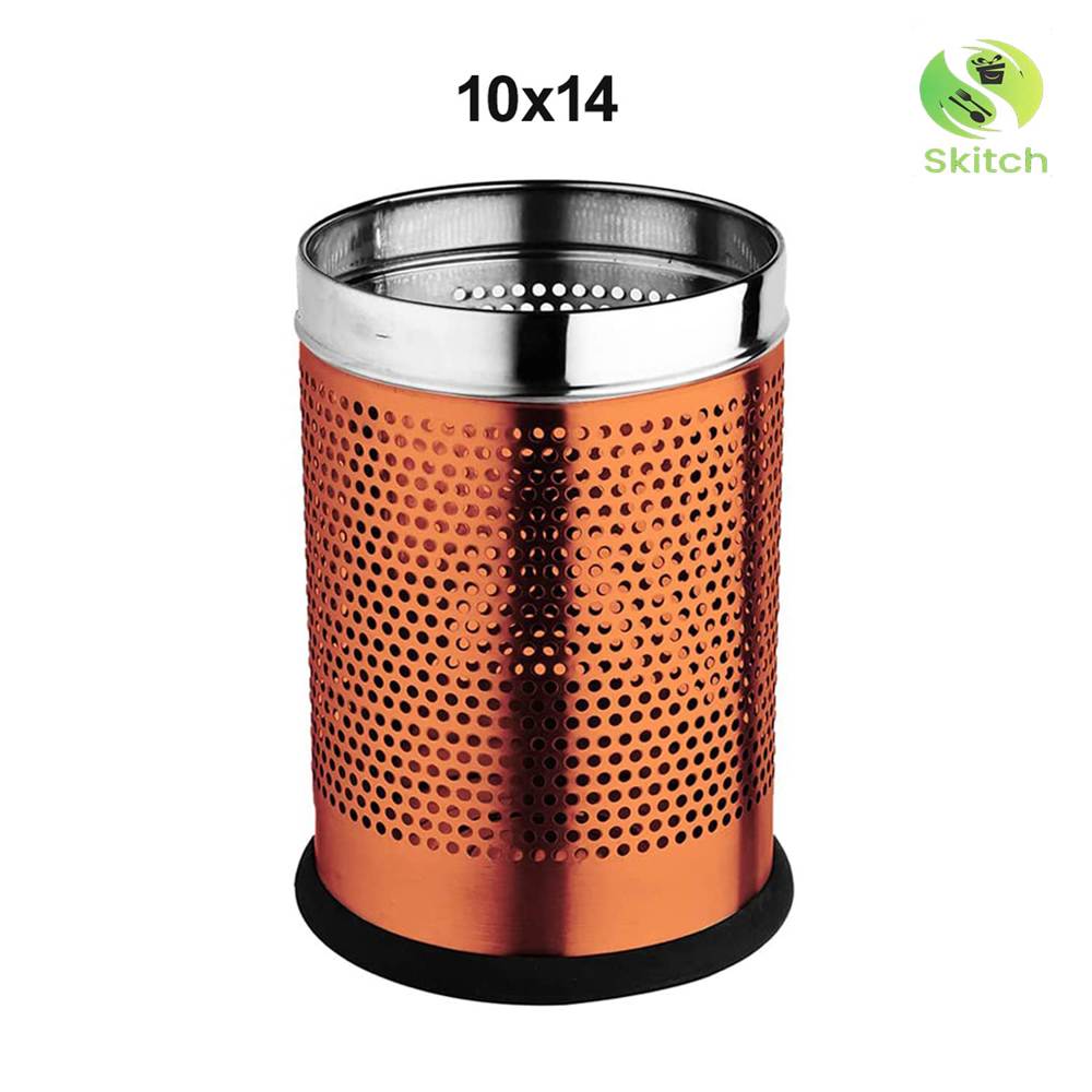 Skitch® Stainless Steel Perforated Open Dustbin (18 Ltr, Rose Gold)