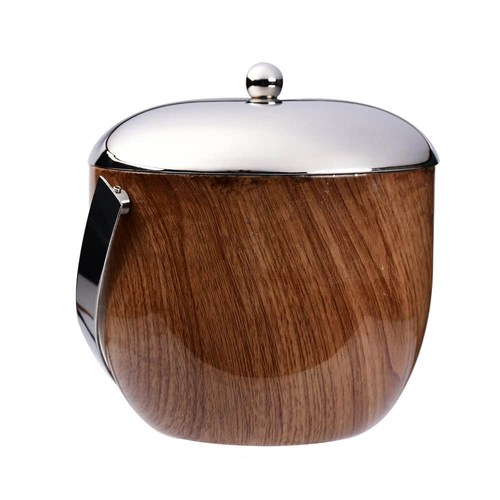 SKITCH Ice Bucket Double Wall Insulated, Apple Shaped Premium Ice Bucket. Non Magnetic, Anti Rust, Food Safe (Dark Wood)