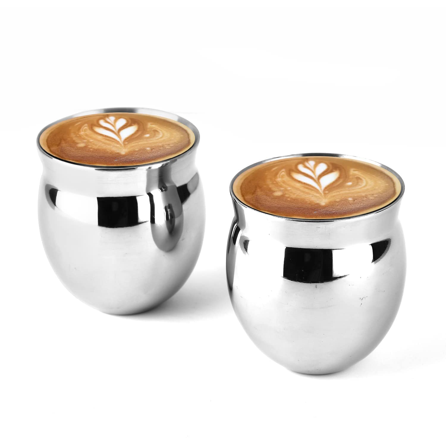 Skitch Stainless Steel Chai Coffee Lassi Kullad Unbreakable Double Wall Insulated Glossy Kullad/Kulhad 125ml Each