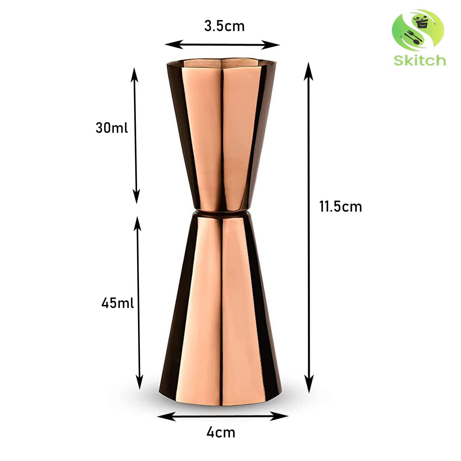 SKITCH Stainless Steel Double Sided Peg Measure 30ml & 45ml Cocktail Drink Measuring Gold Bar Tool Jigger