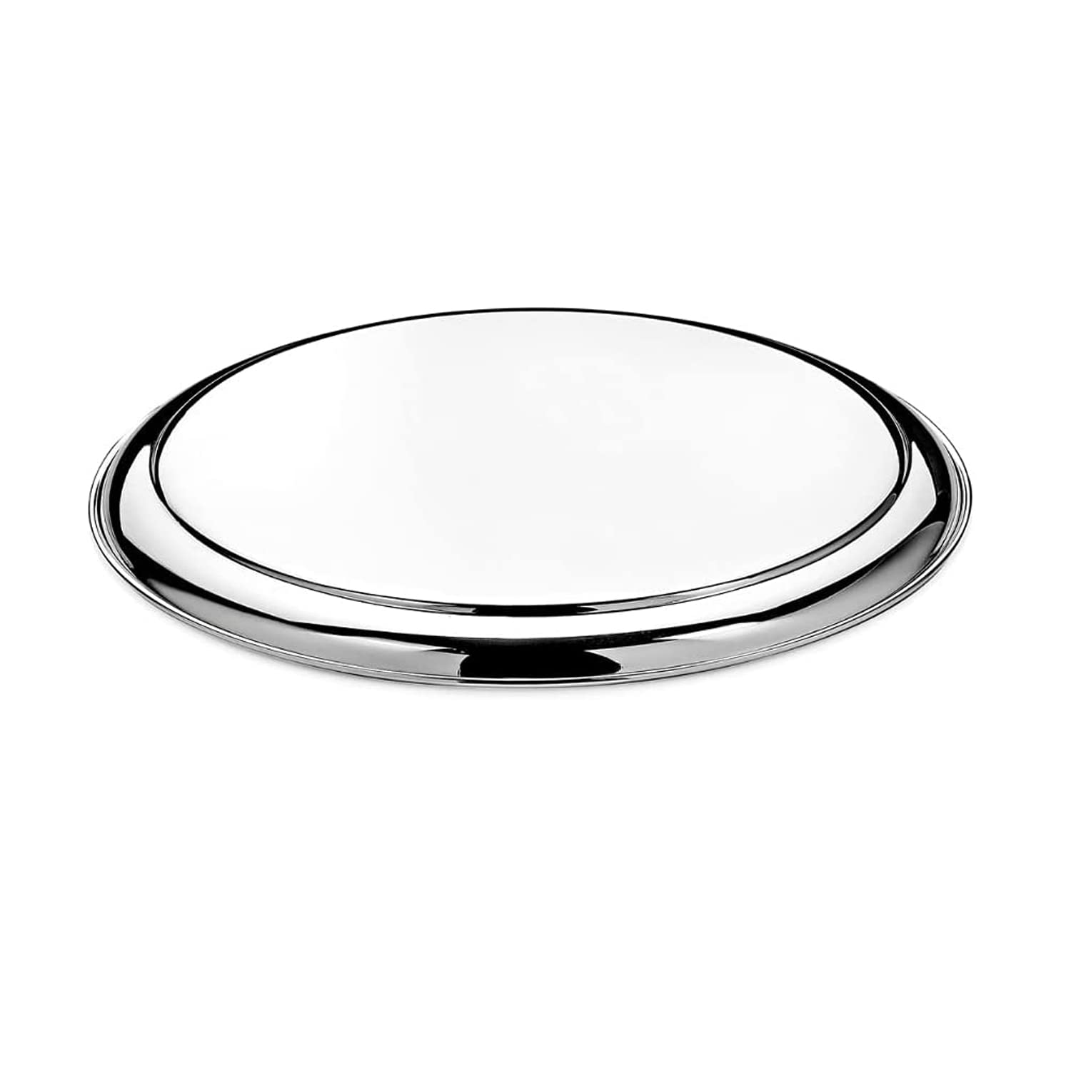 Skitch18/8 Stainless Steel Plates, Metal 304 Dinner Dishes (Pack of 6) Heavy Gauge Shallow Lunch/Dinner Plate Set Mirror Finish 28cm Diameter