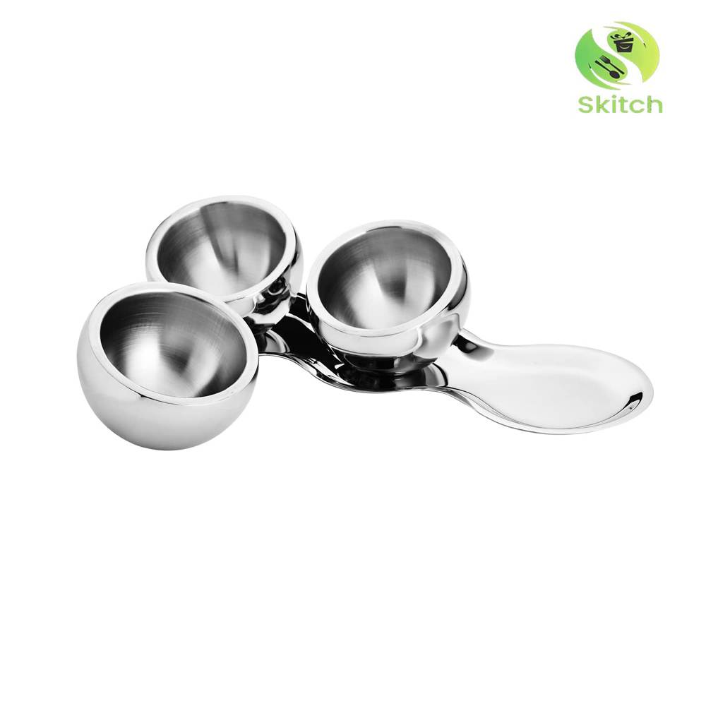 Skitch Stainless Steel Snacks Serving 3 Candy Bowl with Plate (Straight)