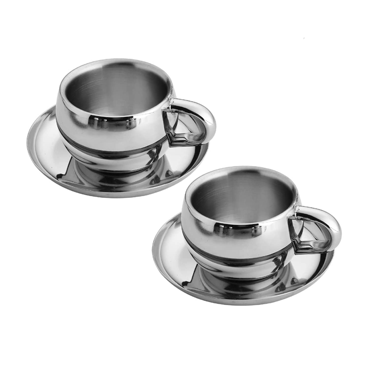 Skitch® Stainless Steel Chai Cup with Plate - Durable 80ml Tea & Coffee Mug Set with Saucer