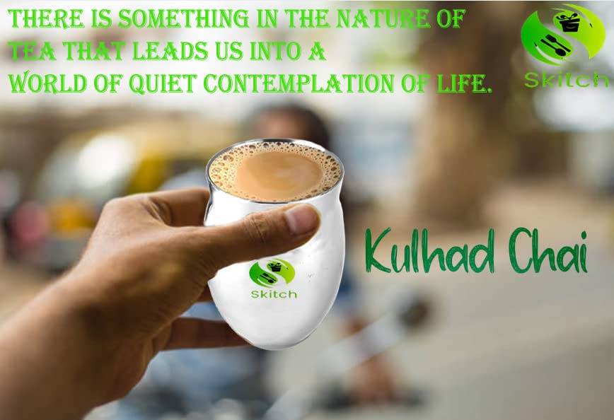 Skitch Stainless Steel Chai Coffee Lassi Kullad Unbreakable Double Wall Insulated Glossy Kullad/Kulhad 125ml Each