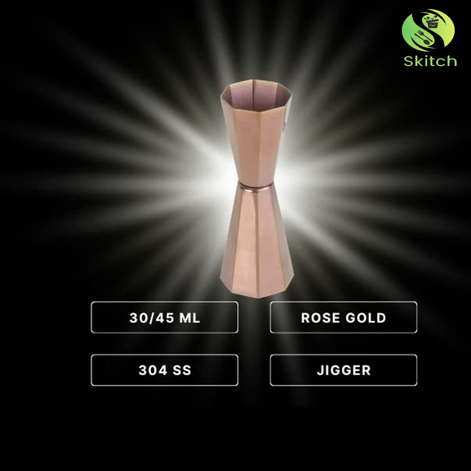 SKITCH Stainless Steel Double Sided Peg Measure 30ml & 45ml Cocktail Drink Measuring Gold Bar Tool Jigger