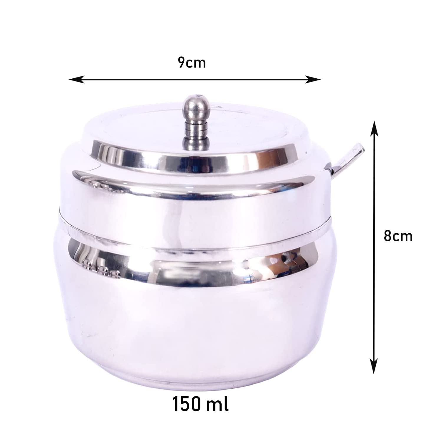Skitch Stainless Steel Ghee Pot/Oil Container/Ghee Dani For Puja with Lid and Spoon 150ml