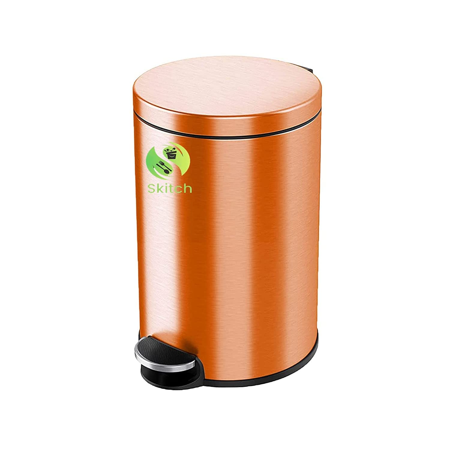Skitch® Stainless Steel Pedal Dustbin | Round Shape Lid Dustbin (15 Ltr, Black)