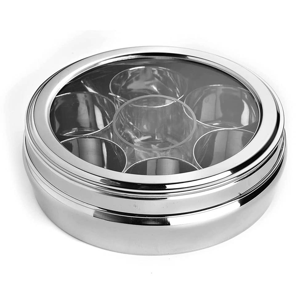 Skitch® Stainless Steel Belly-Shaped Masaldhani Box with Lid