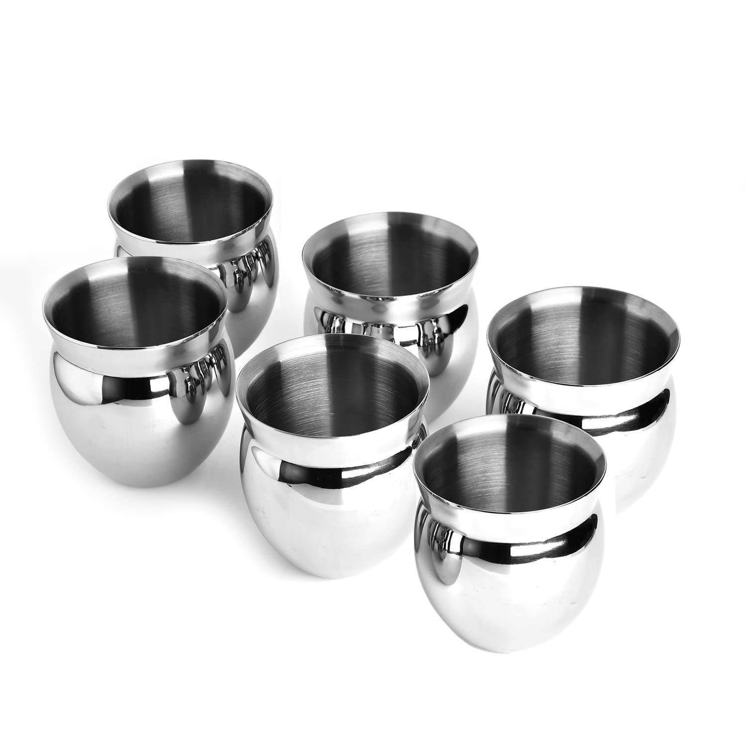 Skitch Stainless Steel Chai Coffee Lassi Kullad Unbreakable Double Wall Insulated Glossy Kullad/Kulhad 125ml Each