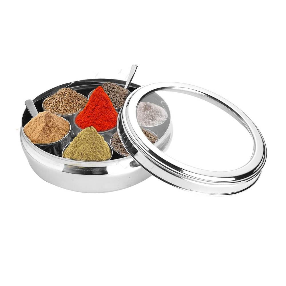 Skitch® Stainless Steel Belly-Shaped Masaldhani Box with Lid