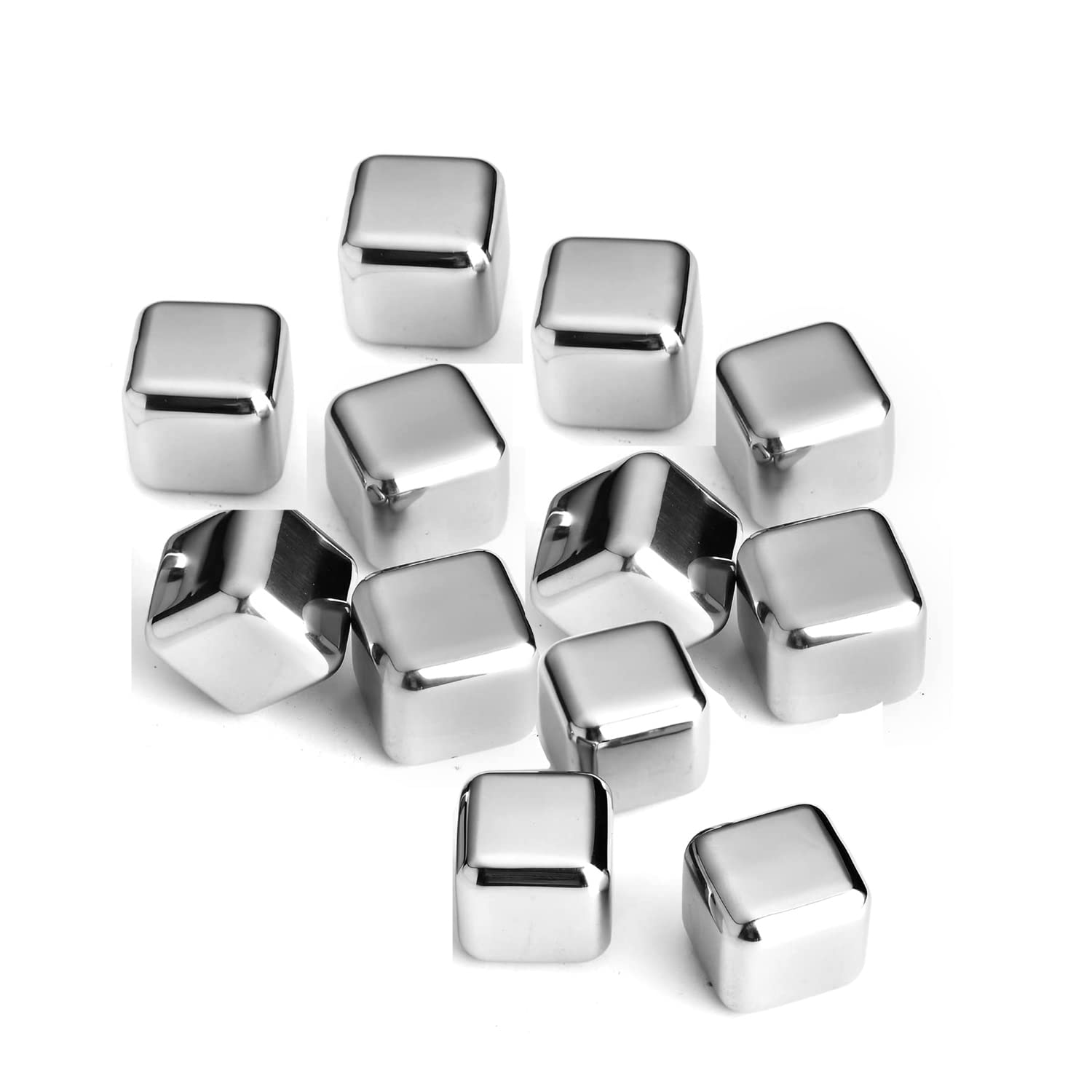 SKITCH Stainless Steel Ice Cubes for Whiskey Stones, Reusable Chilling Stones for Whiskey Wine, Vodka, Liqueurs, White Wine, Beer