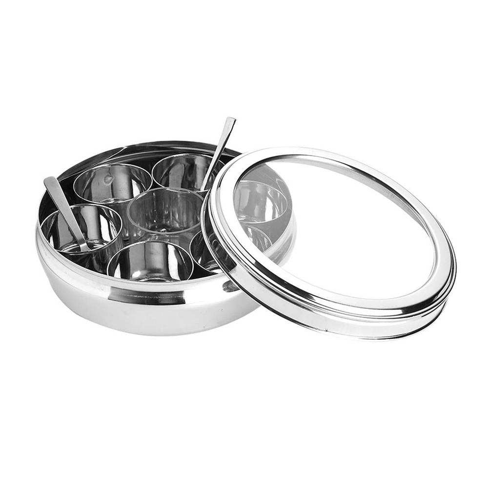 Skitch® Stainless Steel Belly-Shaped Masaldhani Box with Lid