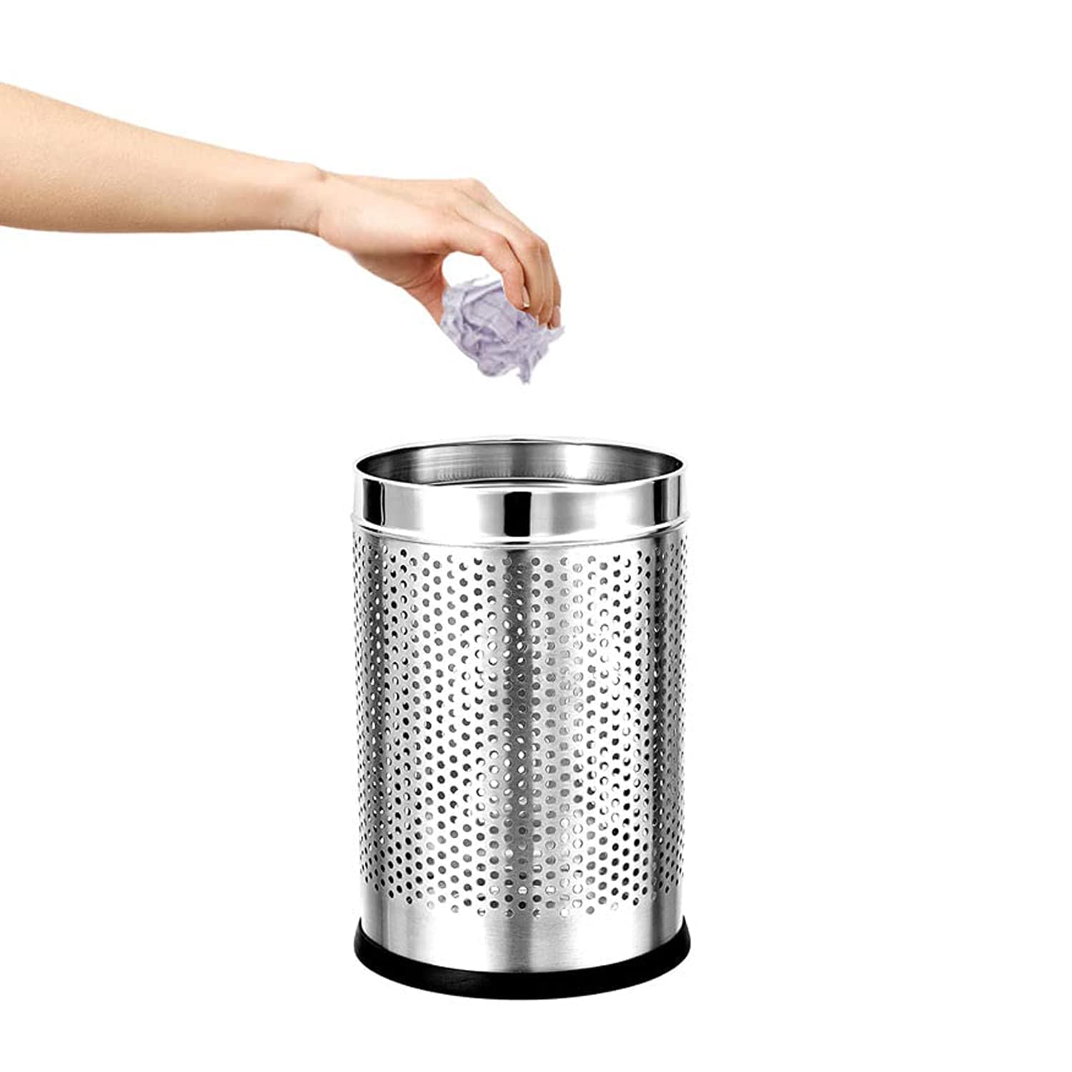 Skitch® Stainless Steel Open Perforated Dustbin Set for Home and Office - 3 Sizes, 6L, 10L, 18L(Black)