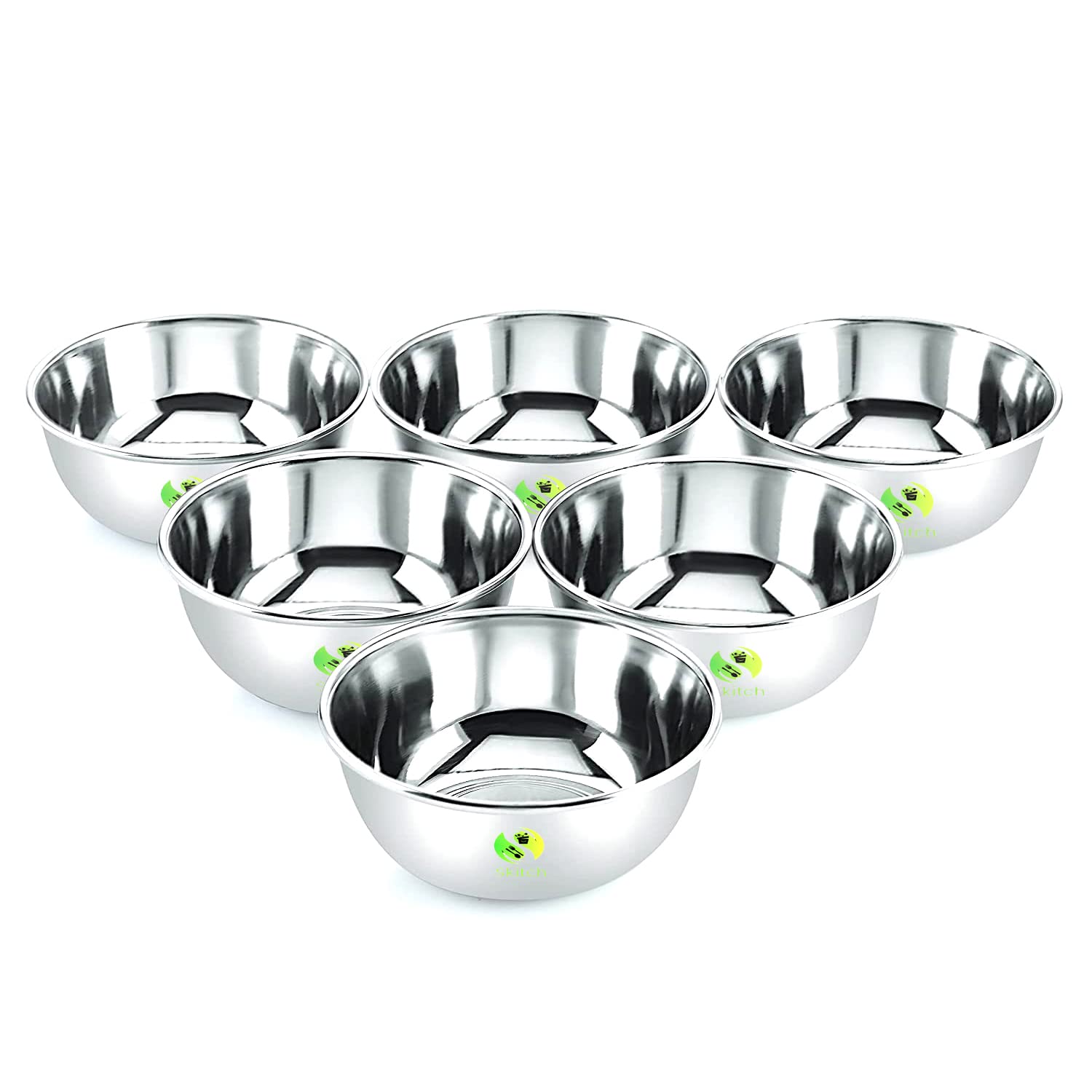 Skitch Stainless Steel Heavy Gauge Katori Set (Pack of 6) for Dining and Serving Curry Bowl Set (Capacity 300ml Each)