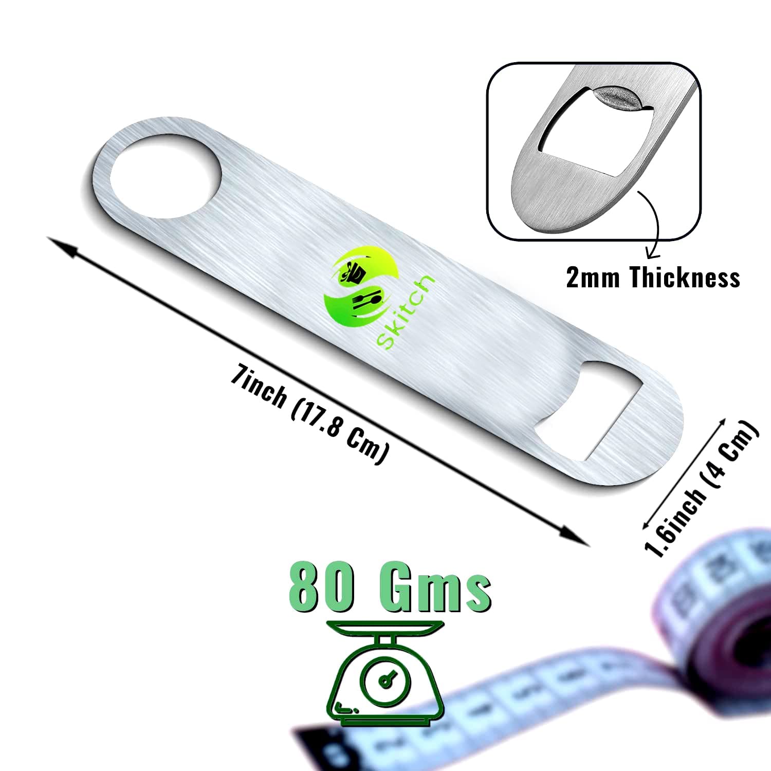 SKITCH 6 Pieces Professional Barware Combo - Cocktail & Mocktail Mixer Bar Set for Gift - Muddler, Bottle Opener, Peg Measure, Ice Cubes| Silver, Cocktail Set