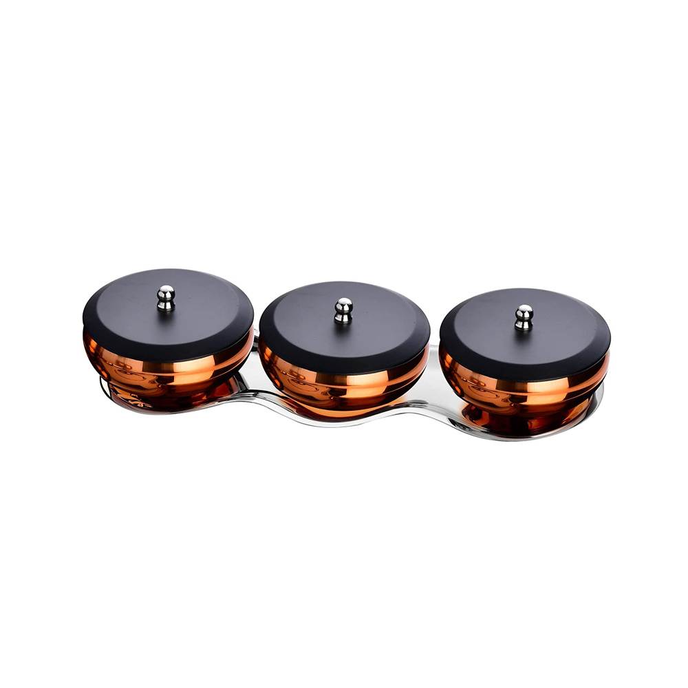 Skitch Stainless Steel Snacks Serving 3 Pcs Bowl with Lid & Plate