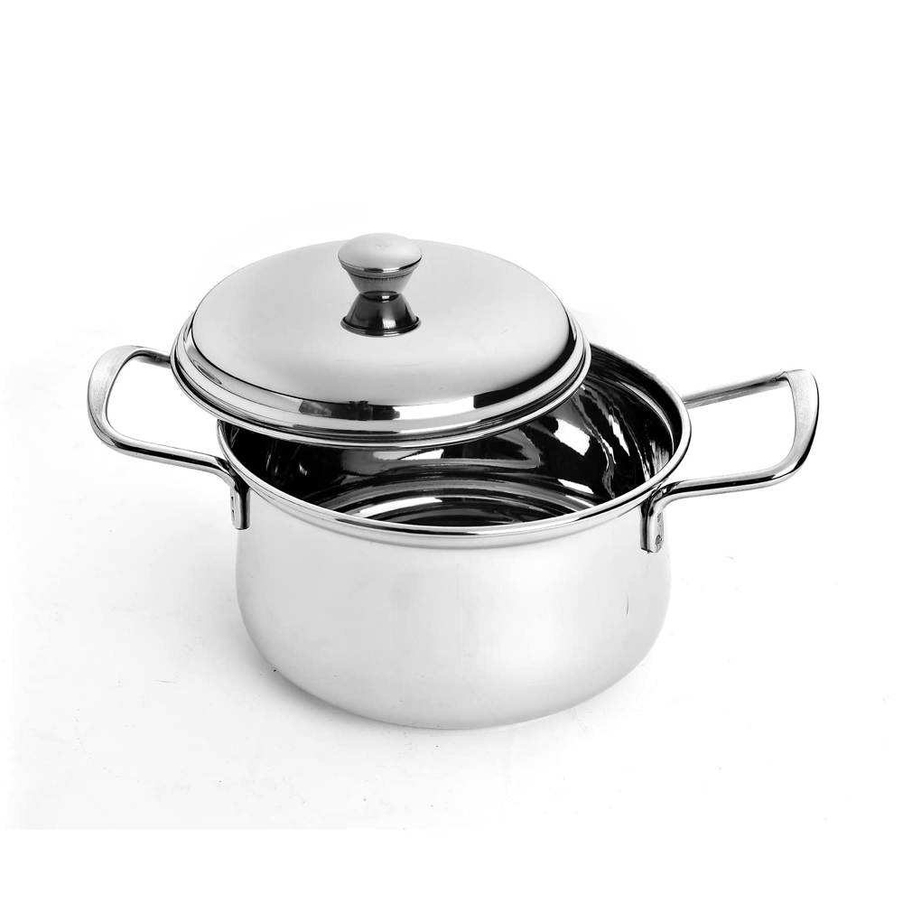 Skitch Stainless Steel Solid Serving Bowl with Lid - 3 Pieces, (700ml, 900ml, 1100, Capacity), Silver