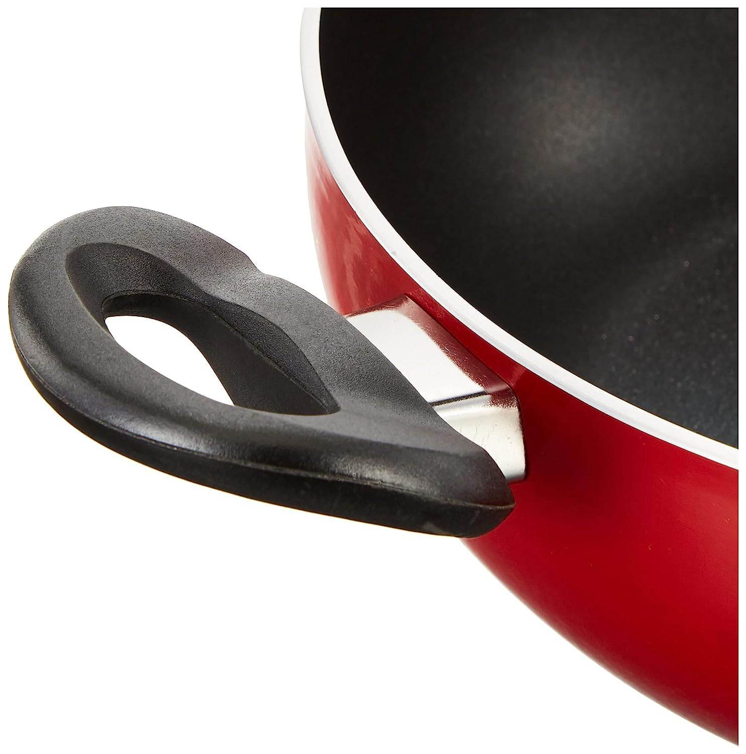 Skitch Aluminium Nonstick Non-Stick Deep Kadai with Glass Lid with Riveted and Virgin Bakelite Handle PFOA/Heavy Metal Free (Induction and Gas Stove Friendly) (Kadhai)
