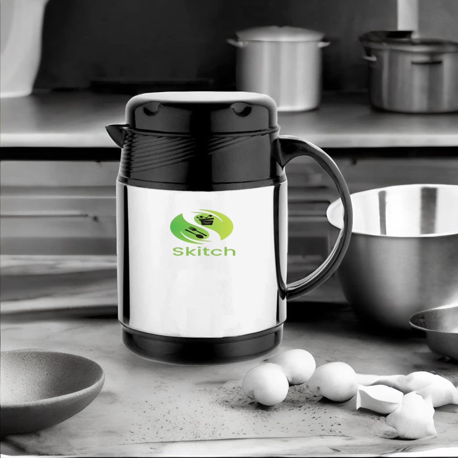 Skitch® Stainless Steel Kettle for Tea Coffee Milk Water Jug Kettle Serving Pot with Handle and Lid