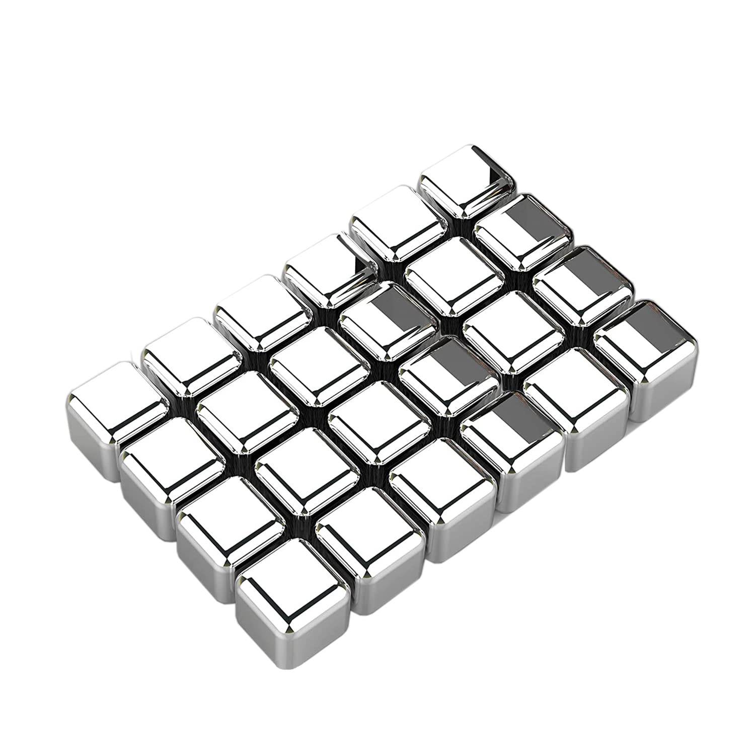 SKITCH Stainless Steel Ice Cubes for Whiskey Stones, Reusable Chilling Stones for Whiskey Wine, Vodka, Liqueurs, White Wine, Beer