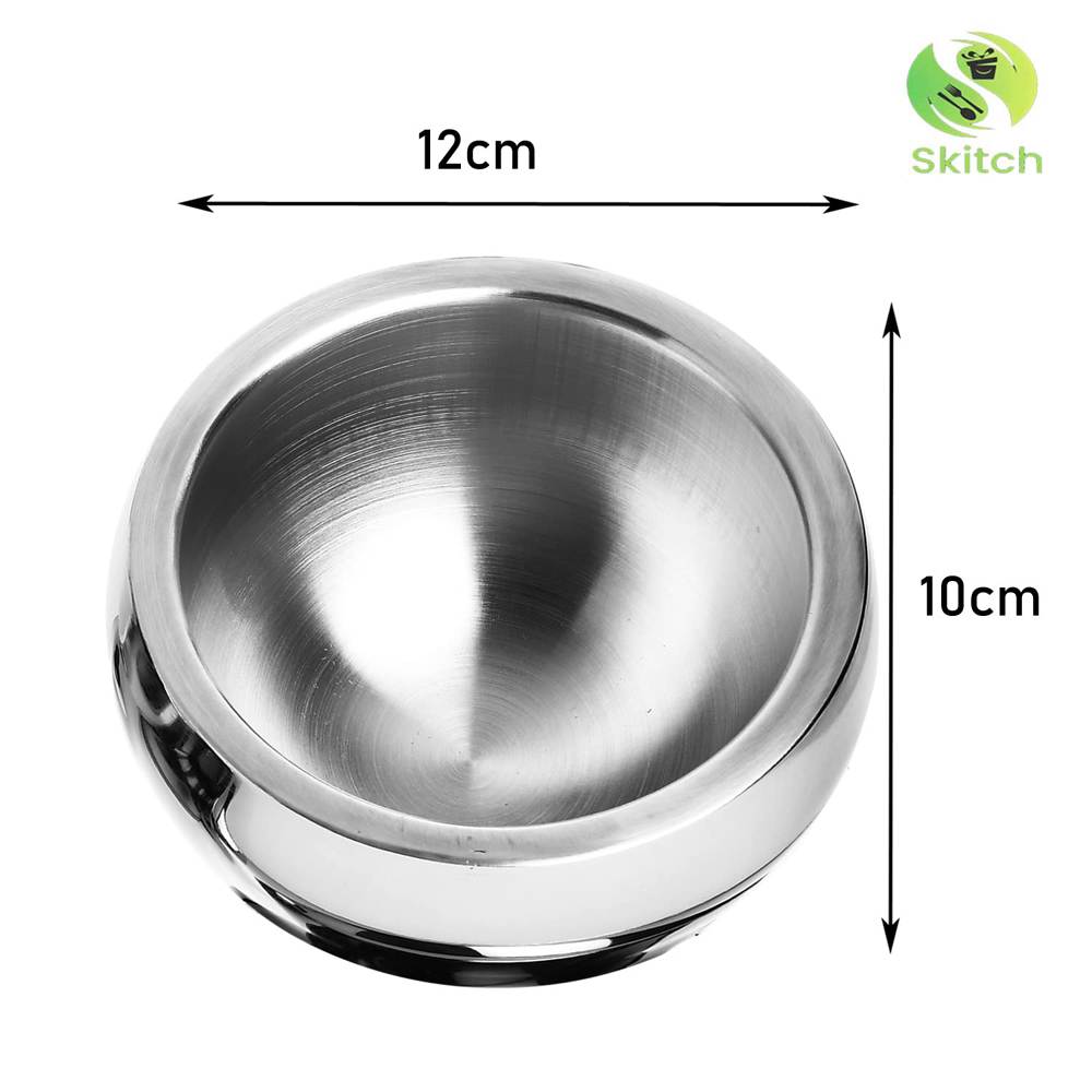 Skitch Stainless Steel Snacks Serving 3 Candy Bowl with Plate (Straight)