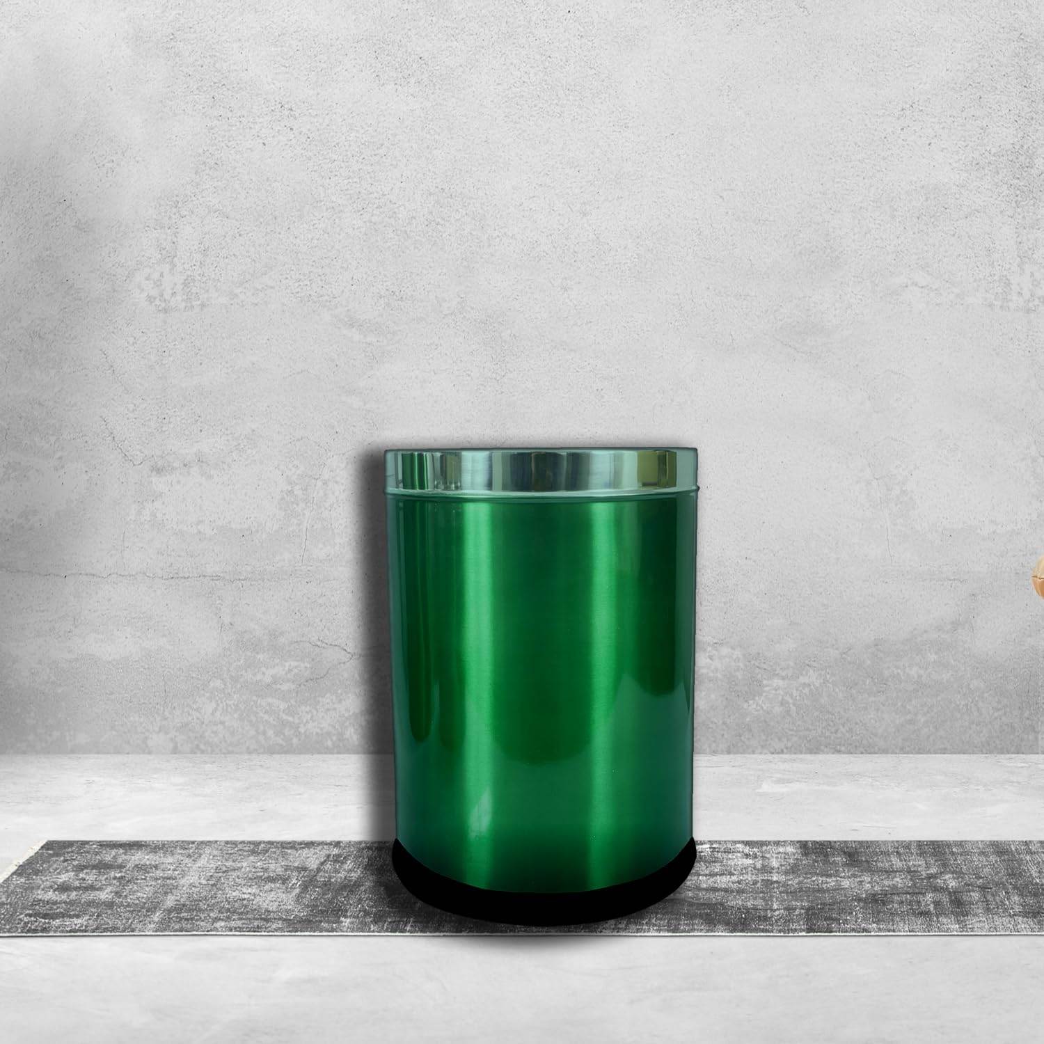 Skitch® Stainless Steel Perforated Open Dustbin (Green)