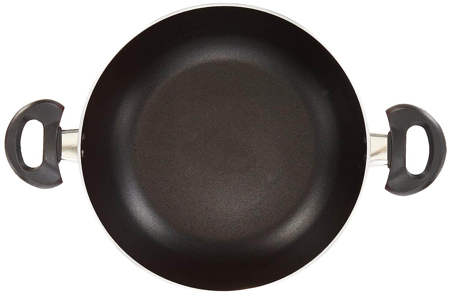Skitch Aluminium Nonstick Non-Stick Deep Kadai with Glass Lid with Riveted and Virgin Bakelite Handle PFOA/Heavy Metal Free (Induction and Gas Stove Friendly) (Kadhai)