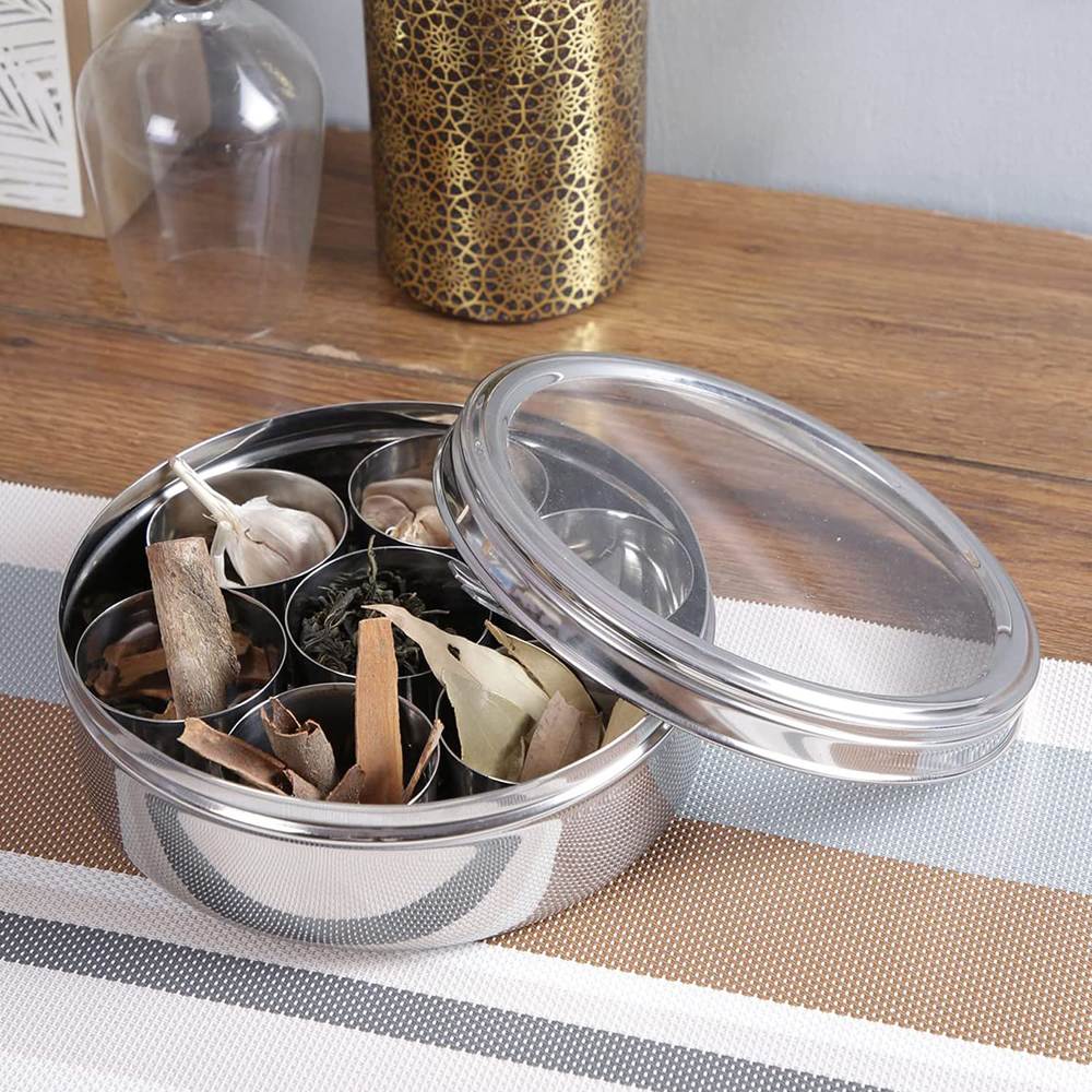 Skitch® Stainless Steel Belly-Shaped Masaldhani Box with Lid