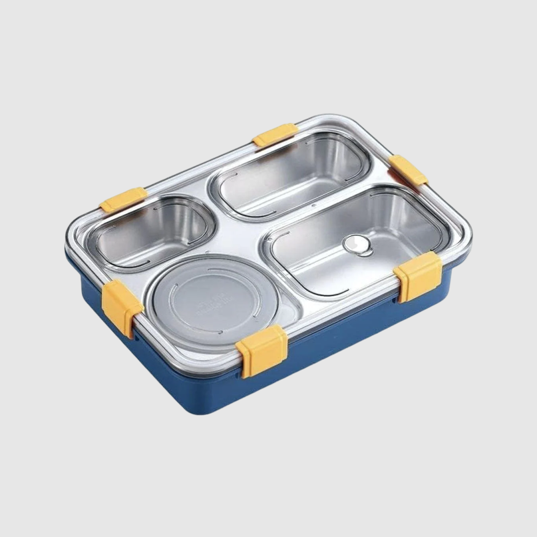 Lunch Boxes for Adults - Lunch Box for Kids with Spoon & Fork - Durable Perfect Size for On-The-Go Meal, BPA-Free (Multi Color) (4_Section_Lunch_Box)
