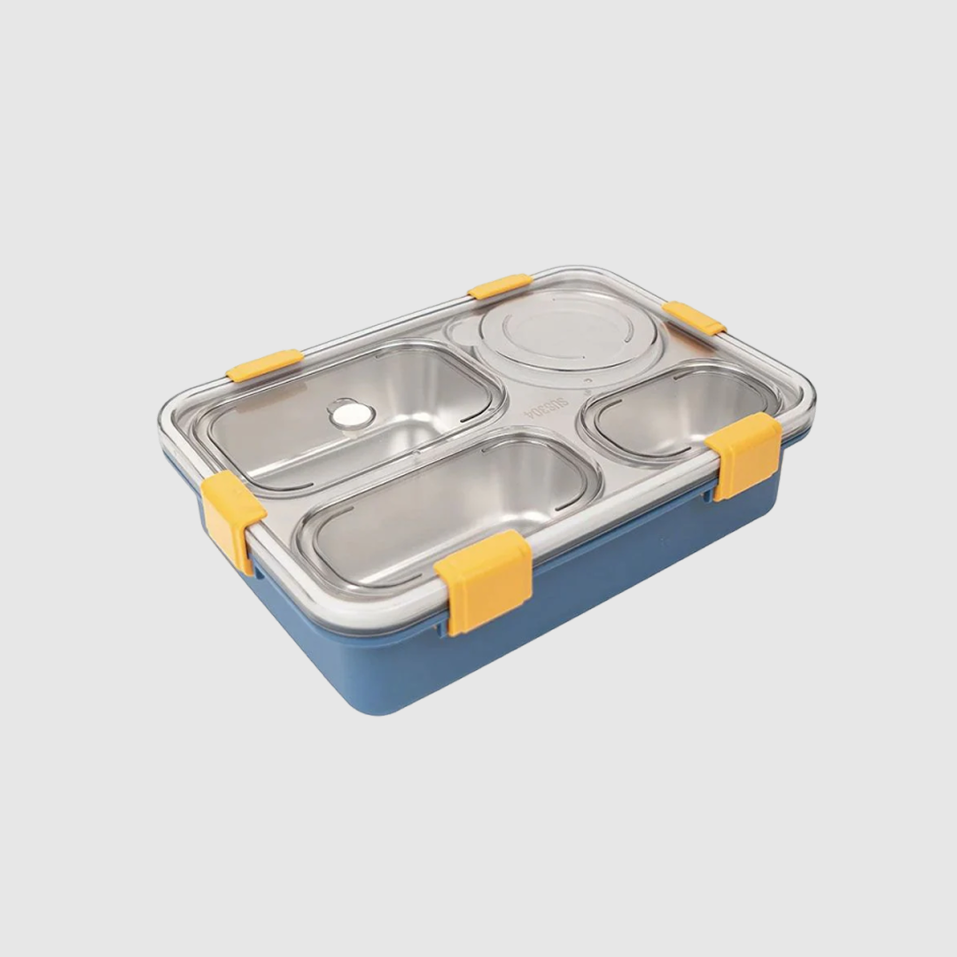 Lunch Boxes for Adults - Lunch Box for Kids with Spoon & Fork - Durable Perfect Size for On-The-Go Meal, BPA-Free (Multi Color) (4_Section_Lunch_Box)