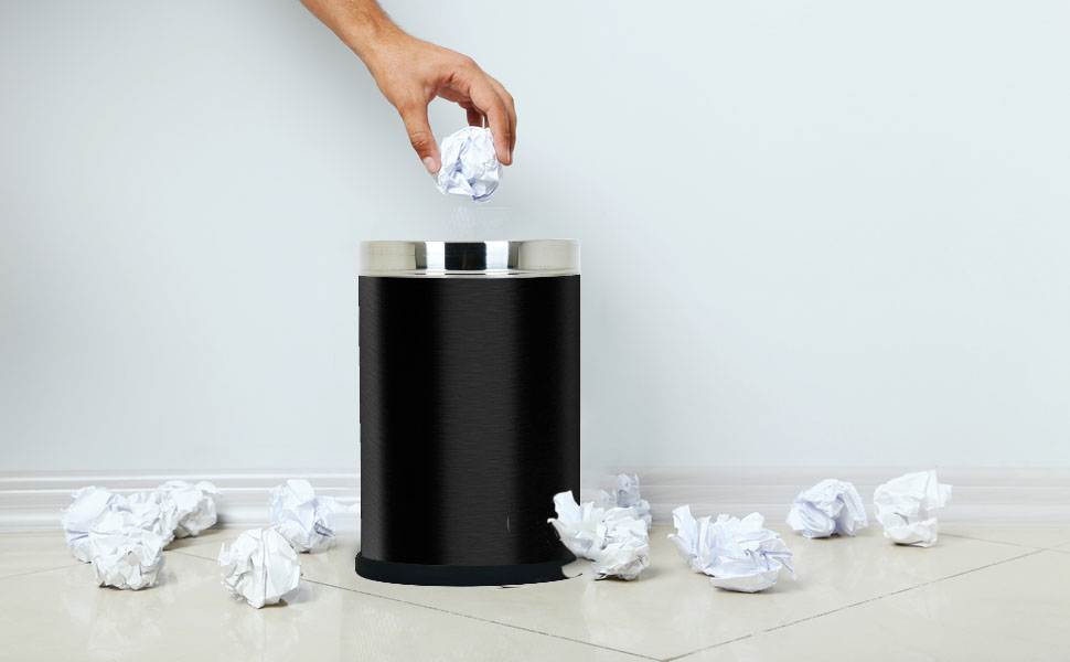 Skitch® Stainless Steel Round Open Dustbin - 15L Multipurpose Waste Bin