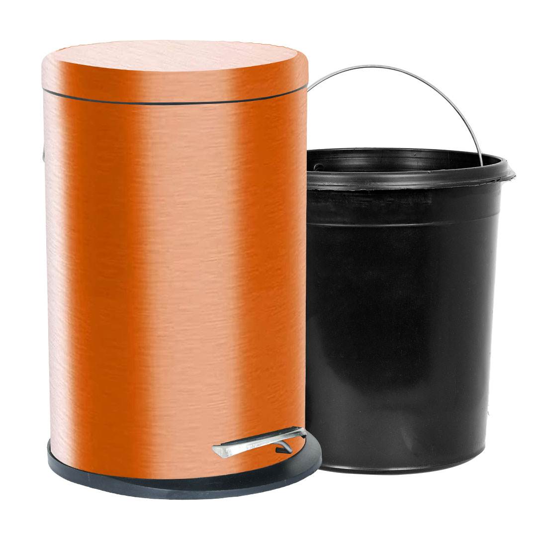 Skitch® Stainless Steel Pedal Dustbin | Round Shape Lid Dustbin (5 Ltr, Rose Gold)