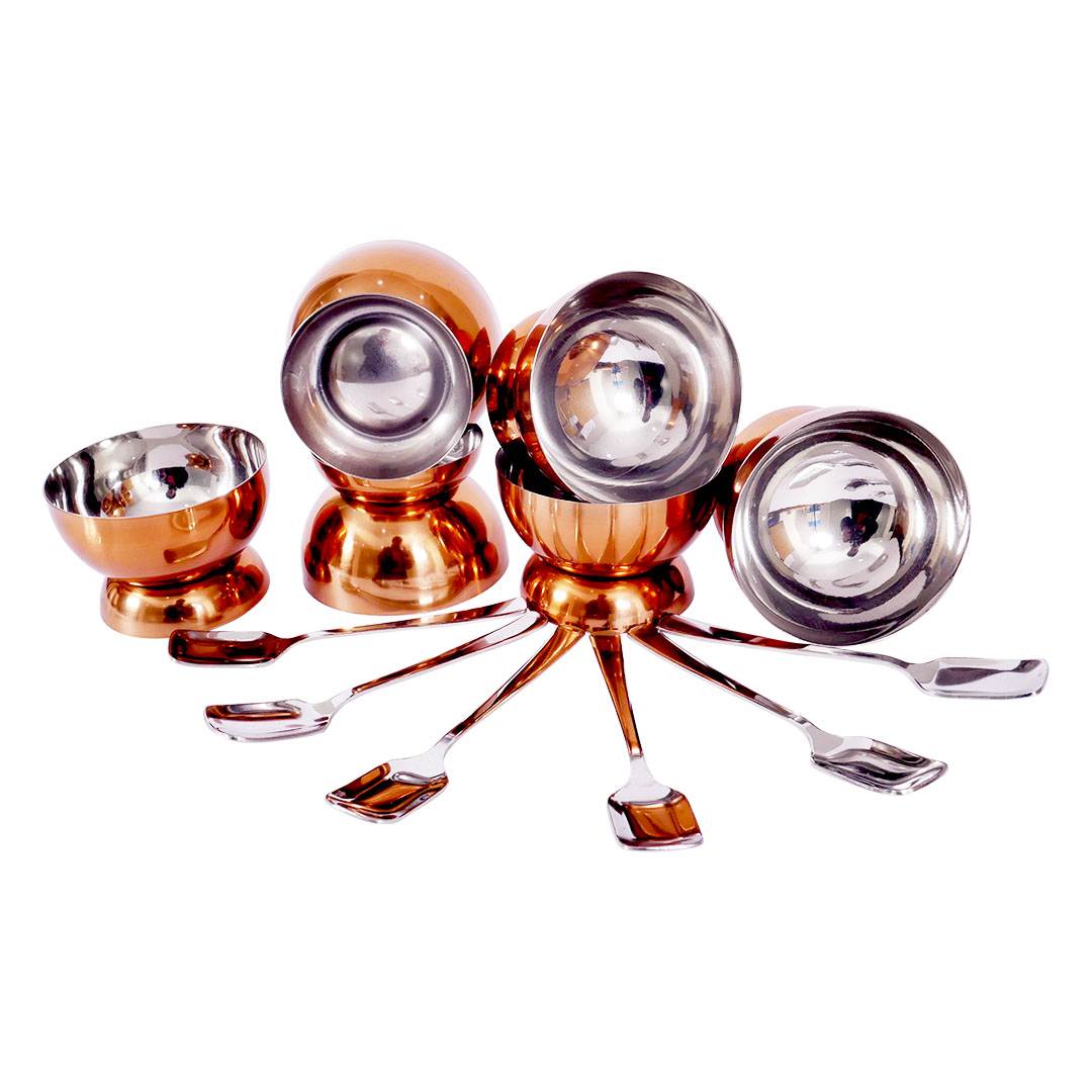 Skitch Stainless Steel Ice Cream Dessert Cups with Spoon (Pack of 6)