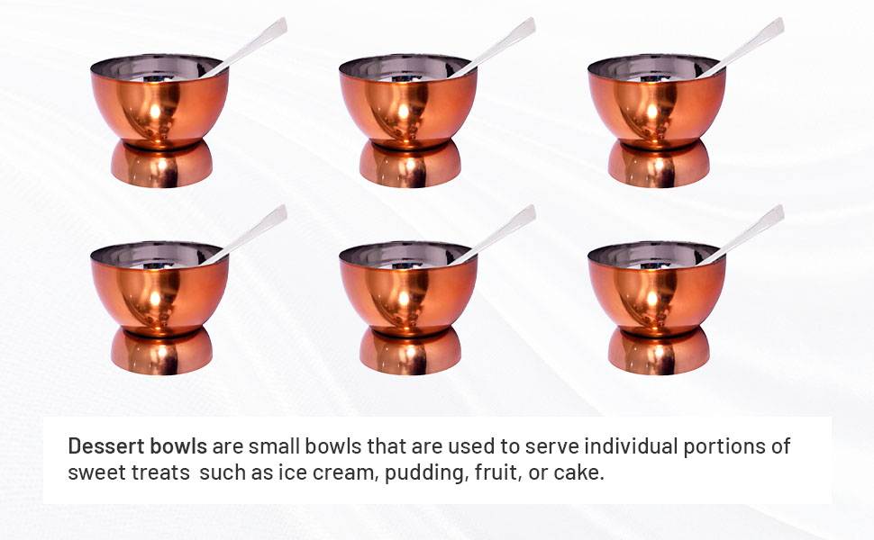 Skitch Stainless Steel Ice Cream Dessert Cups with Spoon (Pack of 6)