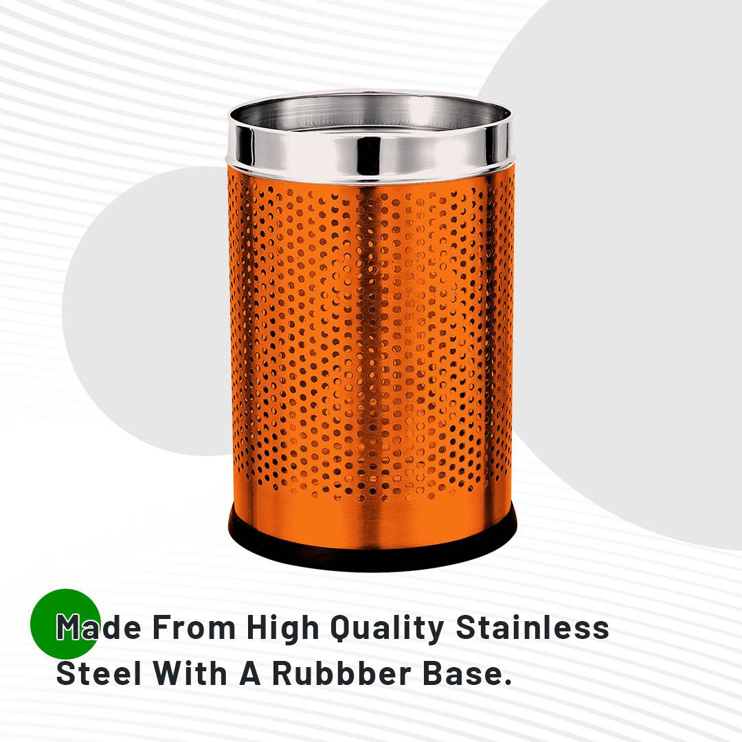 Skitch® Round Shape Perforated Dustbin for Home, Office, and Kitchen (Rose Gold10-L)