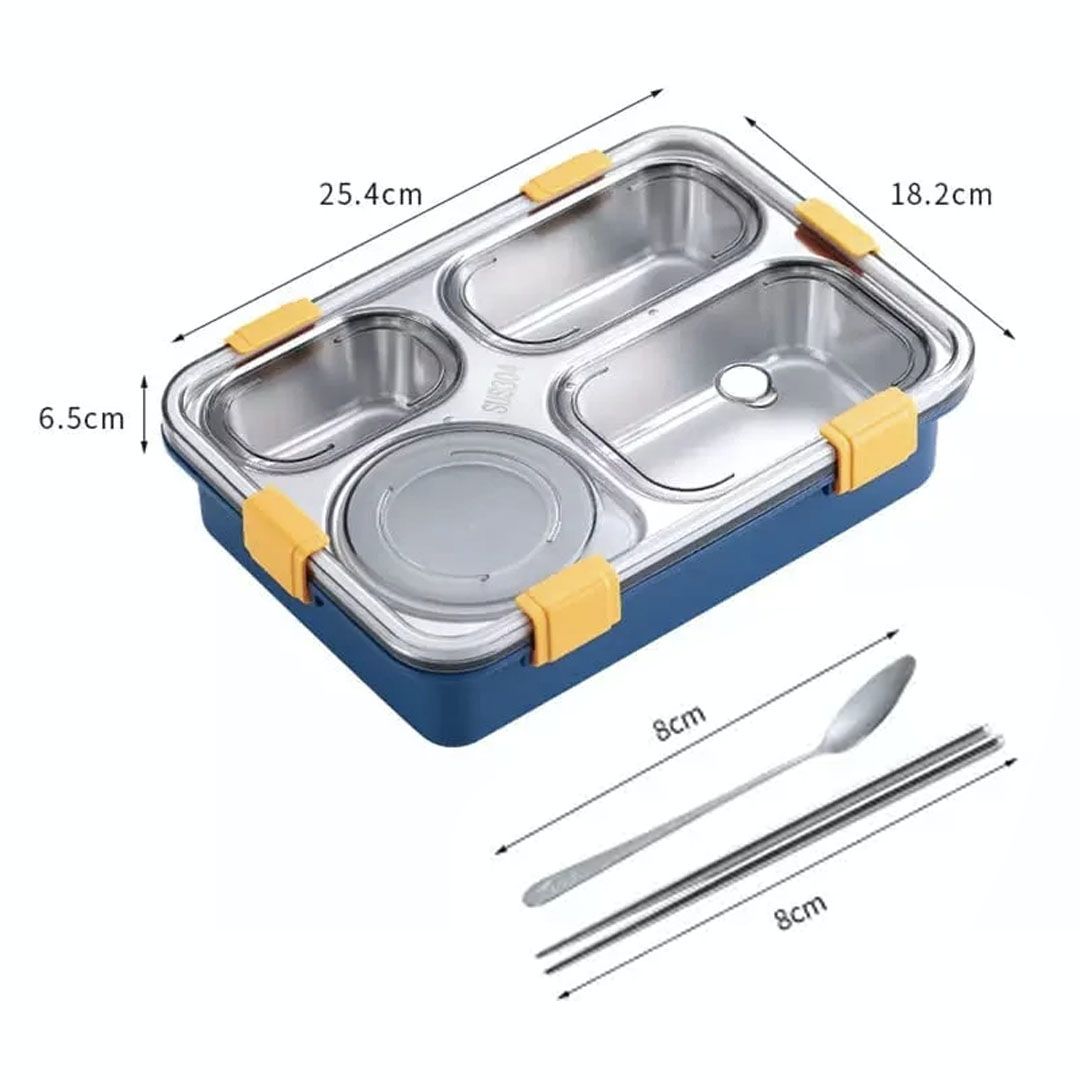 Lunch Boxes for Adults - Lunch Box for Kids with Spoon & Fork - Durable Perfect Size for On-The-Go Meal, BPA-Free (Multi Color) (4_Section_Lunch_Box)