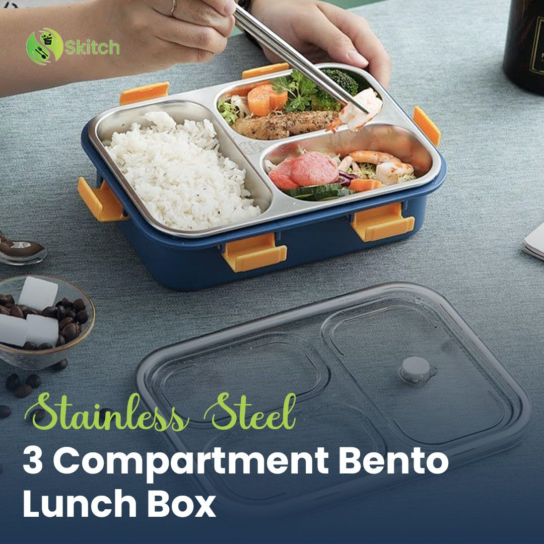 Lunch Boxes for Adults - Lunch Box for Kids with Spoon & Fork - Durable Perfect Size for On-The-Go Meal, BPA-Free (Multi Color) (4_Section_Lunch_Box)