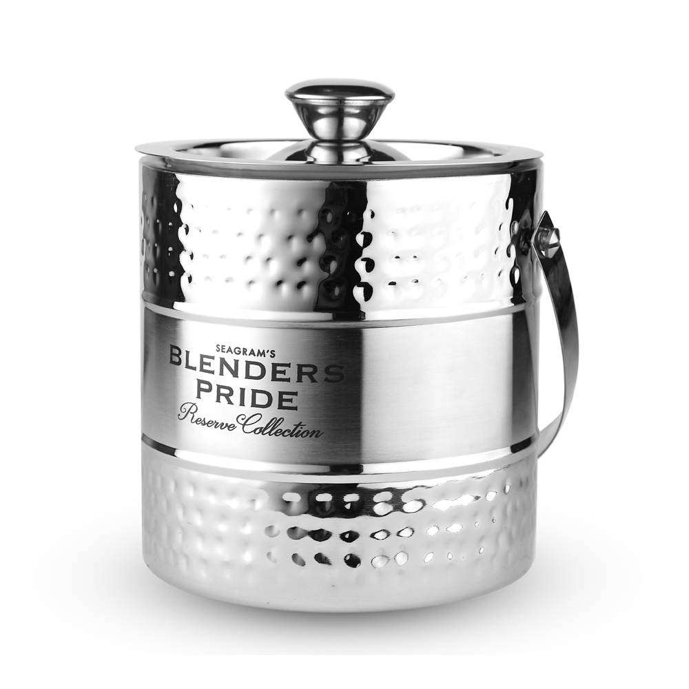 SKITCH Ice Bucket Double Wall Insulated, Apple Shaped Premium Ice Bucket. Non Magnetic, Anti Rust, Food Safe (Silver)