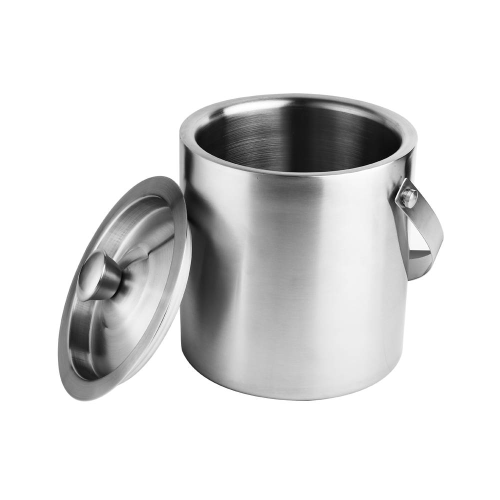 SKITCH Ice Bucket Double Wall Insulated, Apple Shaped Premium Ice Bucket. Non Magnetic, Anti Rust, Food Safe (Silver)