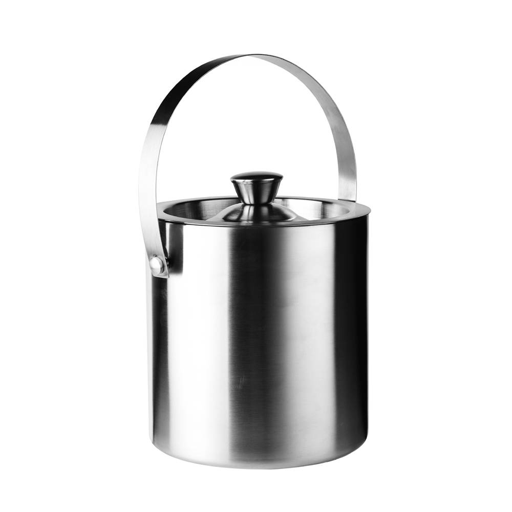 SKITCH Ice Bucket Double Wall Insulated, Apple Shaped Premium Ice Bucket. Non Magnetic, Anti Rust, Food Safe (Silver)