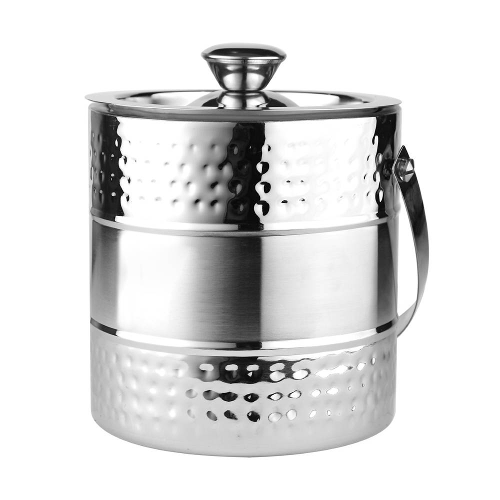 SKITCH Ice Bucket Double Wall Insulated, Apple Shaped Premium Ice Bucket. Non Magnetic, Anti Rust, Food Safe (Silver)