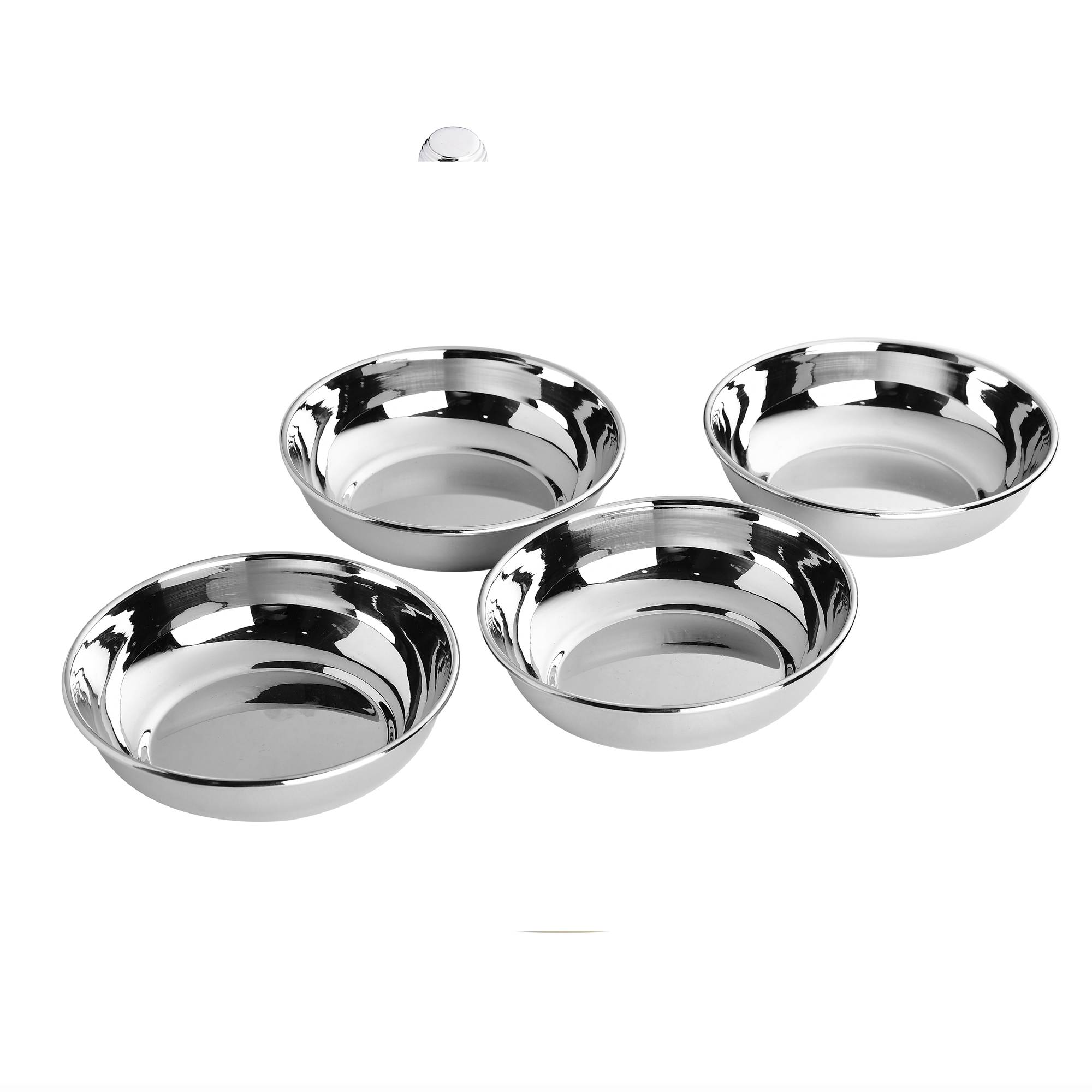 Stainless Steel Solid Serving Multipurpose Dessert Snacks, Breakfast Halwa Round Silver Plate Set of 6 pcs (250 Ml each)